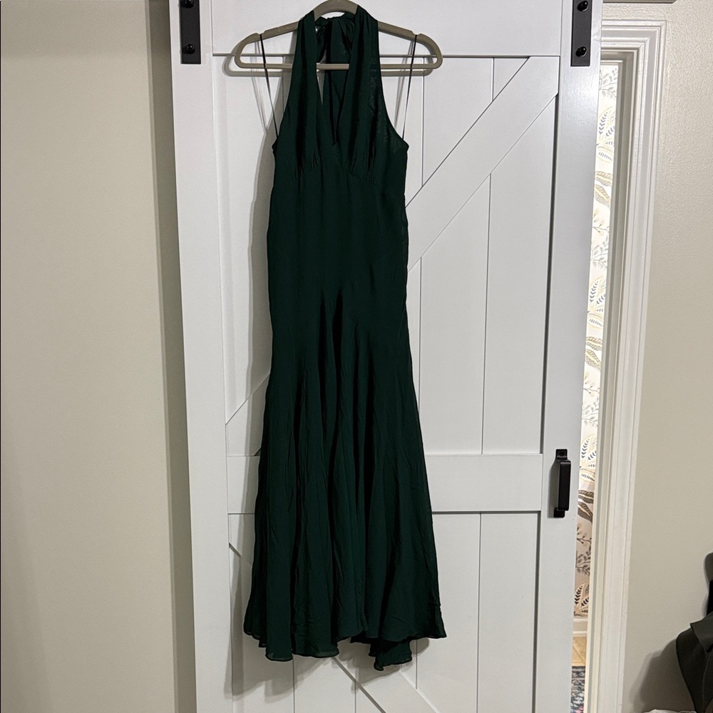 Reformation Dark Green Backless Dress